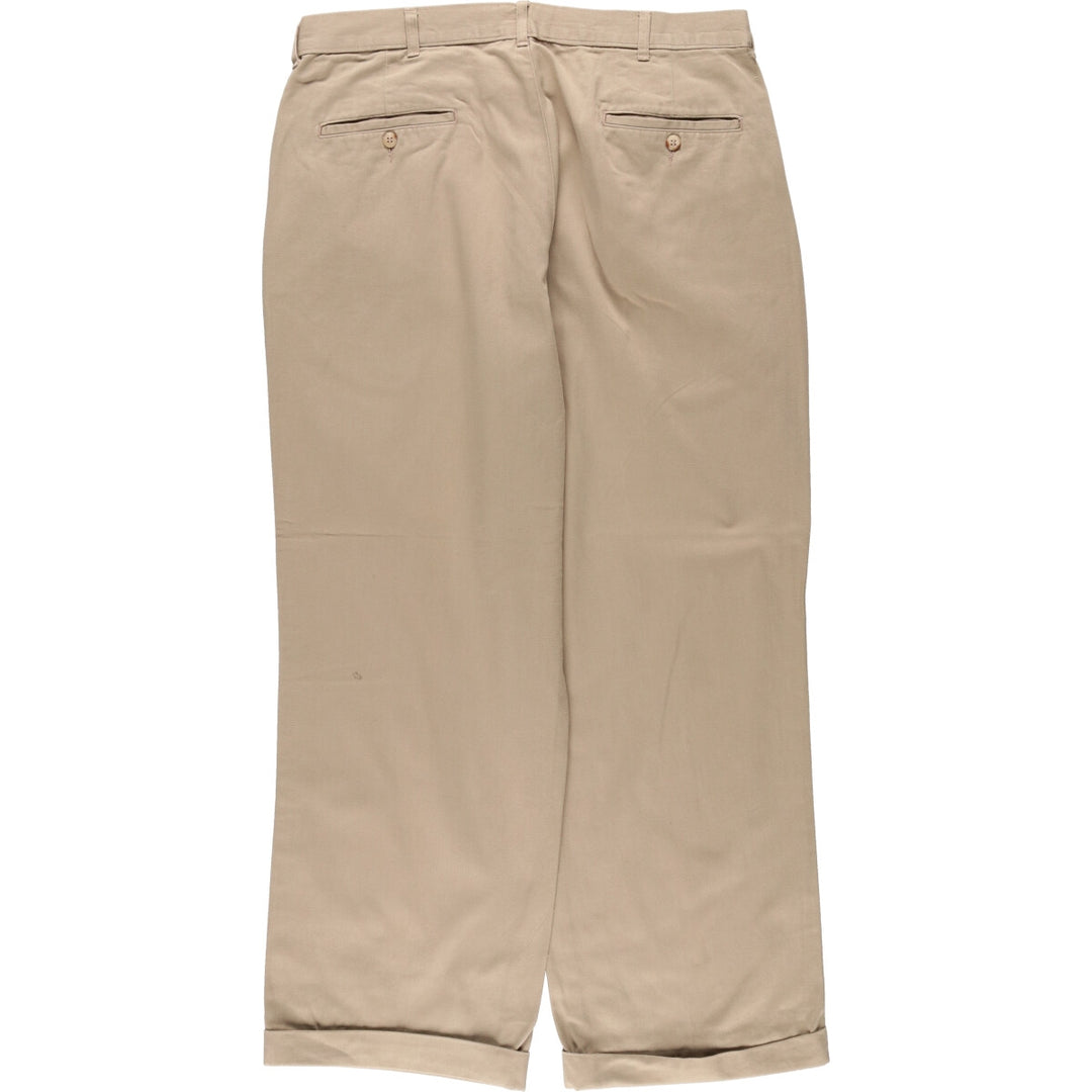 Ralph Lauren POLO by Ralph Lauren Two-pleat Chino Pants for Men, W35 cotton Khaki type beige Vintage Second Hand