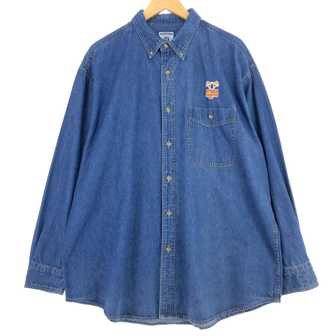 90'S Lee Long Sleeve Button Down Denim Shirt Made in Bangladesh Men's XL Vintage /eaa474310