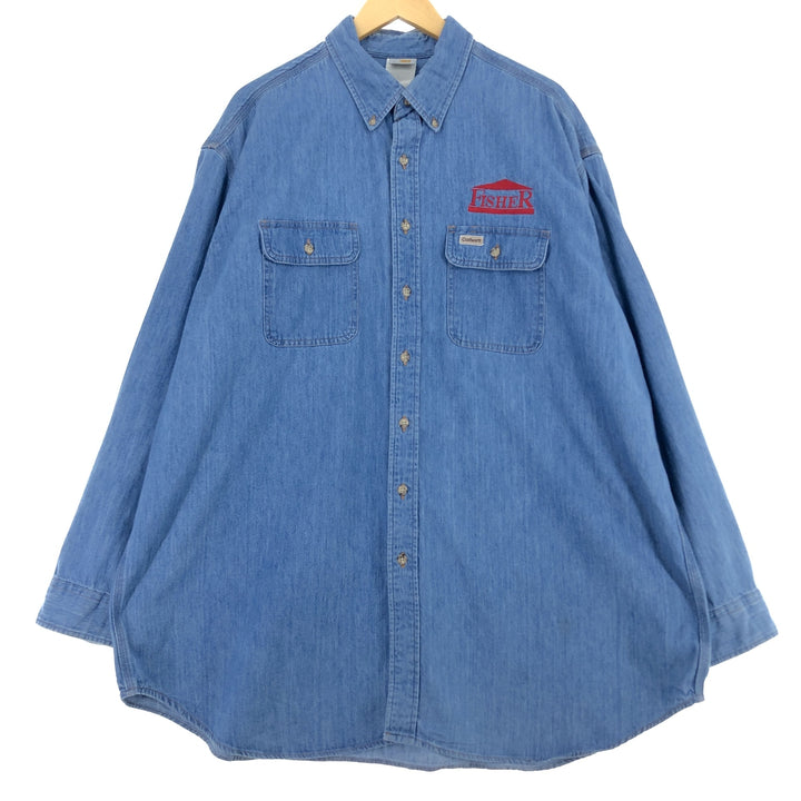 Big size Carhartt long sleeve button down denim shirt, men's XXXL equivalent / eaa474312