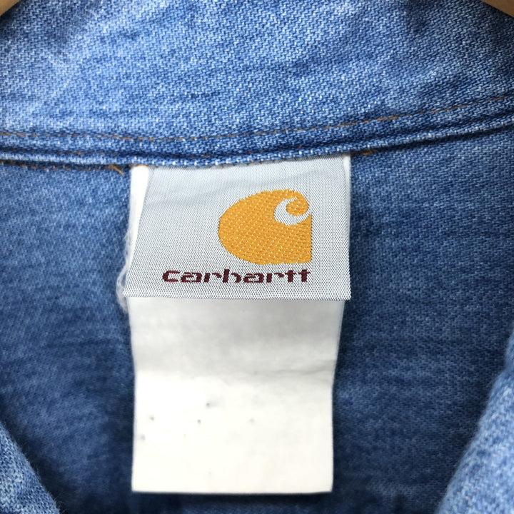 Big size Carhartt long sleeve button down denim shirt, men's XXXL equivalent / eaa474312