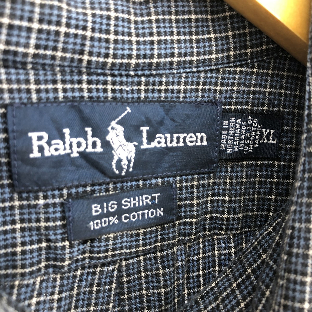 Ralph Lauren BIG SHIRT Long sleeve button-down check shirt Men's XL equivalent /eaa474323