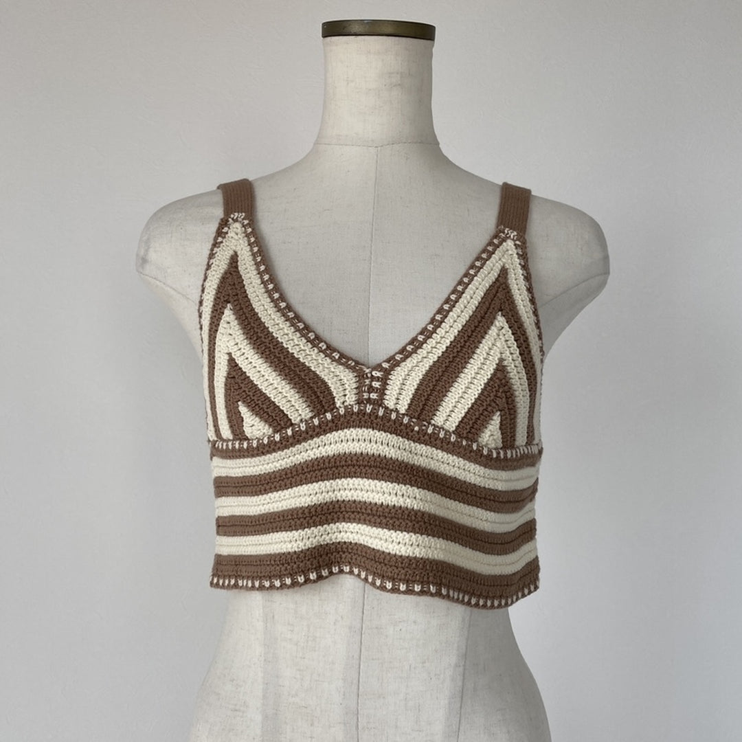 Hazel Moon Border Pattern Crochet Knit Bustier Women's XS /eaa474345