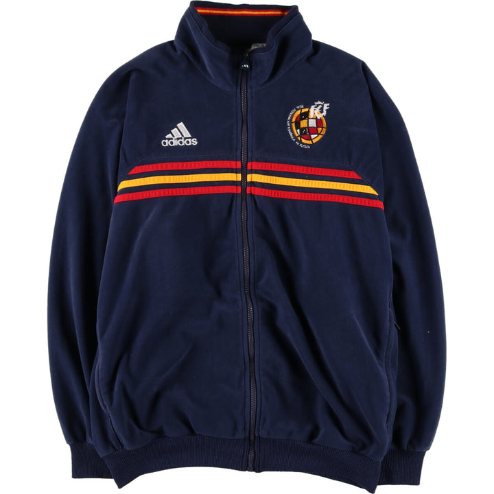 90s~00'S Adidas Velour Jersey Track Jacket Men's M size polyester navy blue type Vintage Second Hand