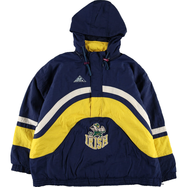 90'S APEX ONE FIGHTIN' IRISH Notre Dame University Fighting Irish padded anorak parka Men's XL equivalent /eaa474397