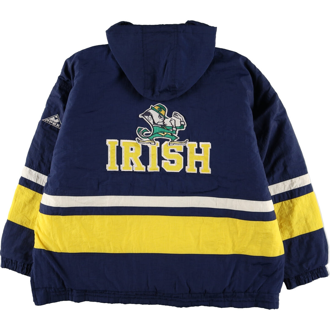 90'S APEX ONE FIGHTIN' IRISH Notre Dame University Fighting Irish padded anorak parka Men's XL equivalent /eaa474397