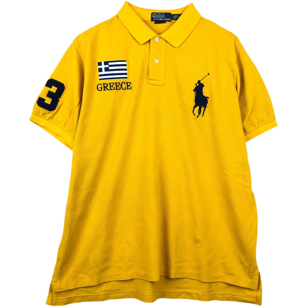 Ralph Lauren POLO by Ralph Lauren CUSTOM FIT Flag Pattern Big Pony Short-Sleeve Polo Shirt (Men's XXL equivalent) cotton yellow type Vintage Second Hand