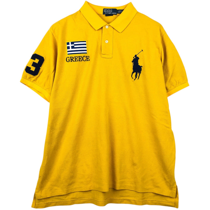 Ralph Lauren POLO by Ralph Lauren CUSTOM FIT Flag Pattern Big Pony Short-Sleeve Polo Shirt (Men's XXL equivalent) cotton yellow type Vintage Second Hand