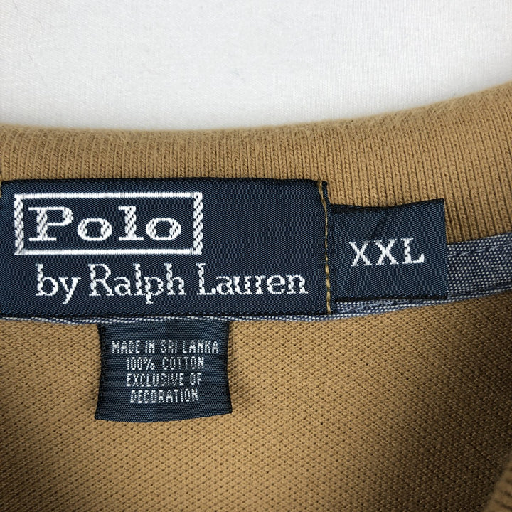 Ralph Lauren POLO by Ralph Lauren Big Pony Short-Sleeve Polo Shirt, Men's Size XXL (approx.) cotton beige type brown Vintage Second Hand