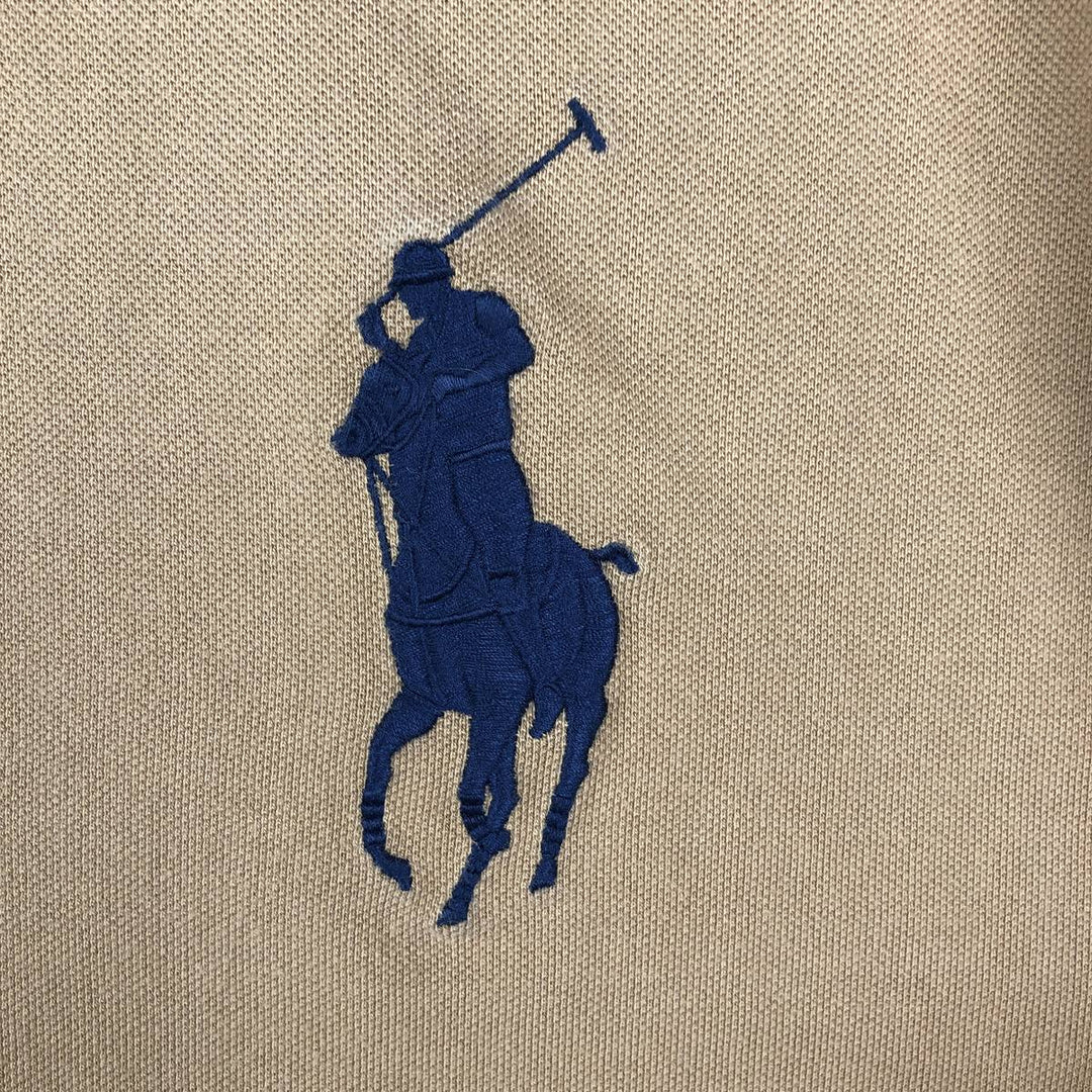 Ralph Lauren POLO by Ralph Lauren Big Pony Short-Sleeve Polo Shirt, Men's Size XXL (approx.) cotton beige type brown Vintage Second Hand