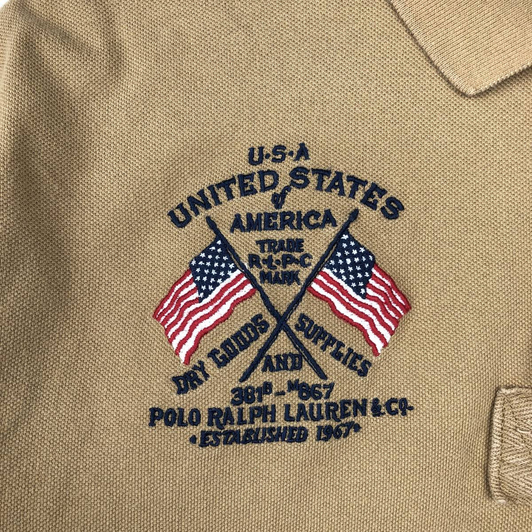 Ralph Lauren POLO by Ralph Lauren Big Pony Short-Sleeve Polo Shirt, Men's Size XXL (approx.) cotton beige type brown Vintage Second Hand