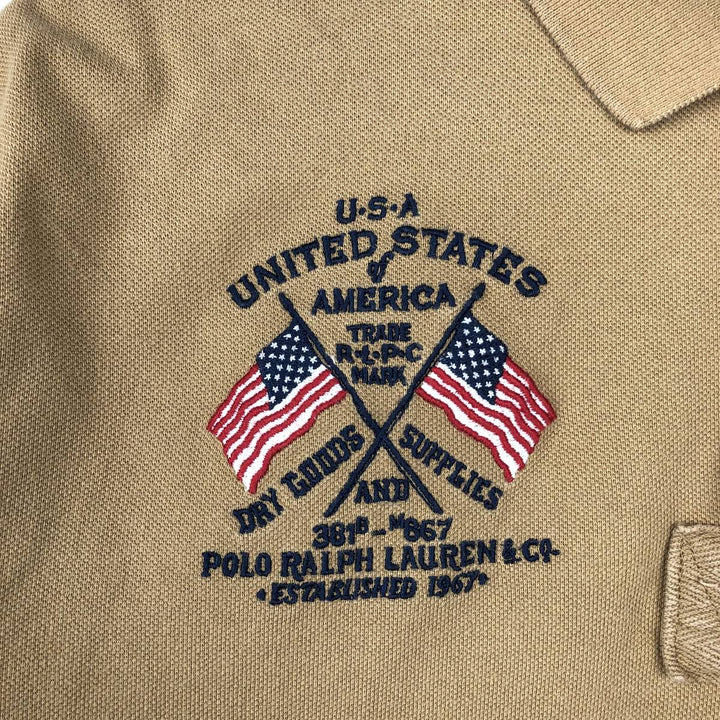Ralph Lauren POLO by Ralph Lauren Big Pony Short-Sleeve Polo Shirt, Men's Size XXL (approx.) cotton beige type brown Vintage Second Hand