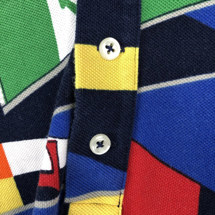Ralph Lauren POLO RALPH LAUREN CLASSIC FIT all-over print short-sleeved polo shirt, men's size L cotton navy blue type Vintage Second Hand