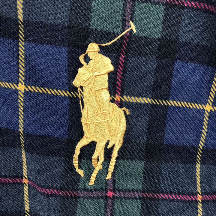 Ralph Lauren POLO by Ralph Lauren CUSTOM FIT Big Pony Short-Sleeve Check Polo Shirt, Men's XXL equivalent. cotton navy blue type Vintage Second Hand