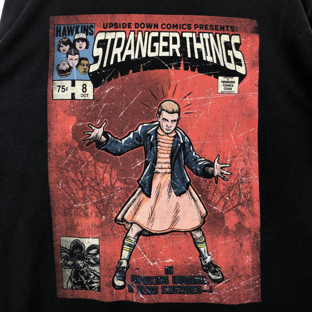 STRANGER THINGS Stranger Things Movie T-shirt Men's XL size cotton black type Vintage Second Hand