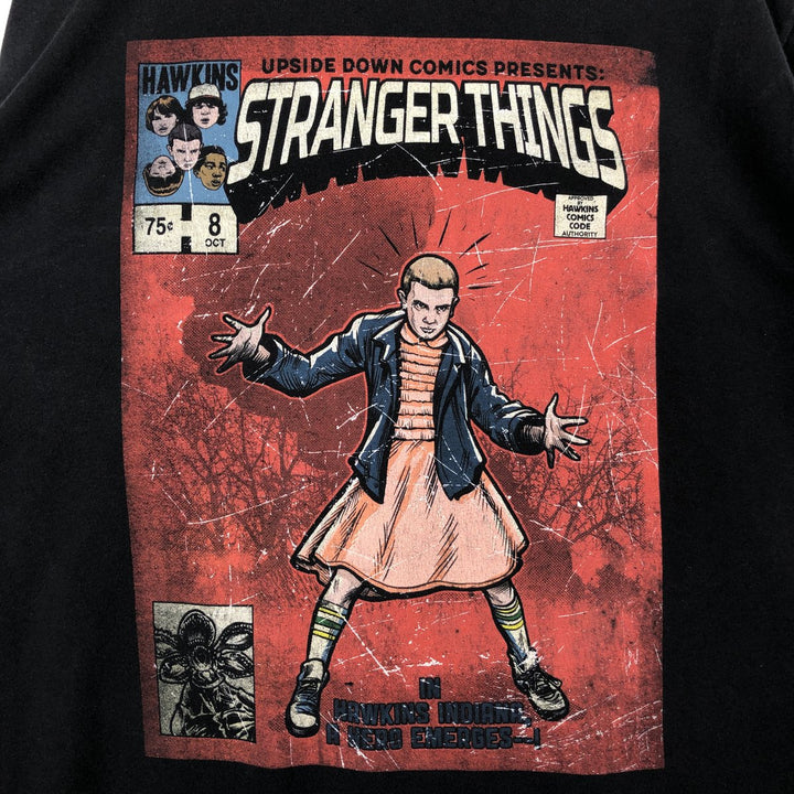 STRANGER THINGS Stranger Things Movie T-shirt Men's XL size cotton black type Vintage Second Hand