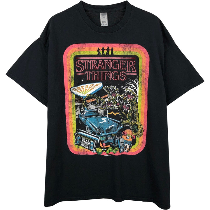 STRANGER THINGS Stranger Things Movie T-shirt Men's XL size cotton black type Vintage Second Hand