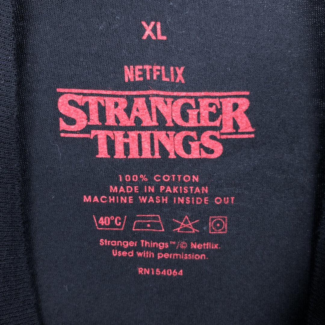 STRANGER THINGS Stranger Things Movie T-shirt Men's XL size cotton black type Vintage Second Hand