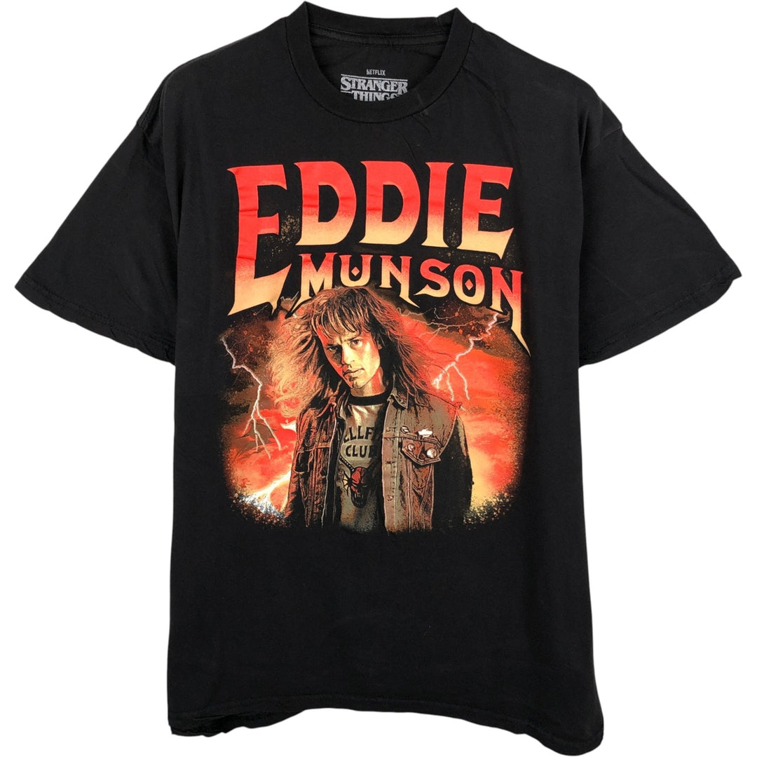 STRANGER THINGS Stranger Things Movie T-shirt Men's L size cotton black type Vintage Second Hand