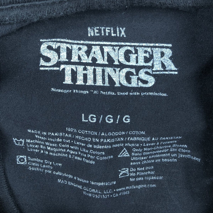 STRANGER THINGS Stranger Things Movie T-shirt Men's L size cotton black type Vintage Second Hand