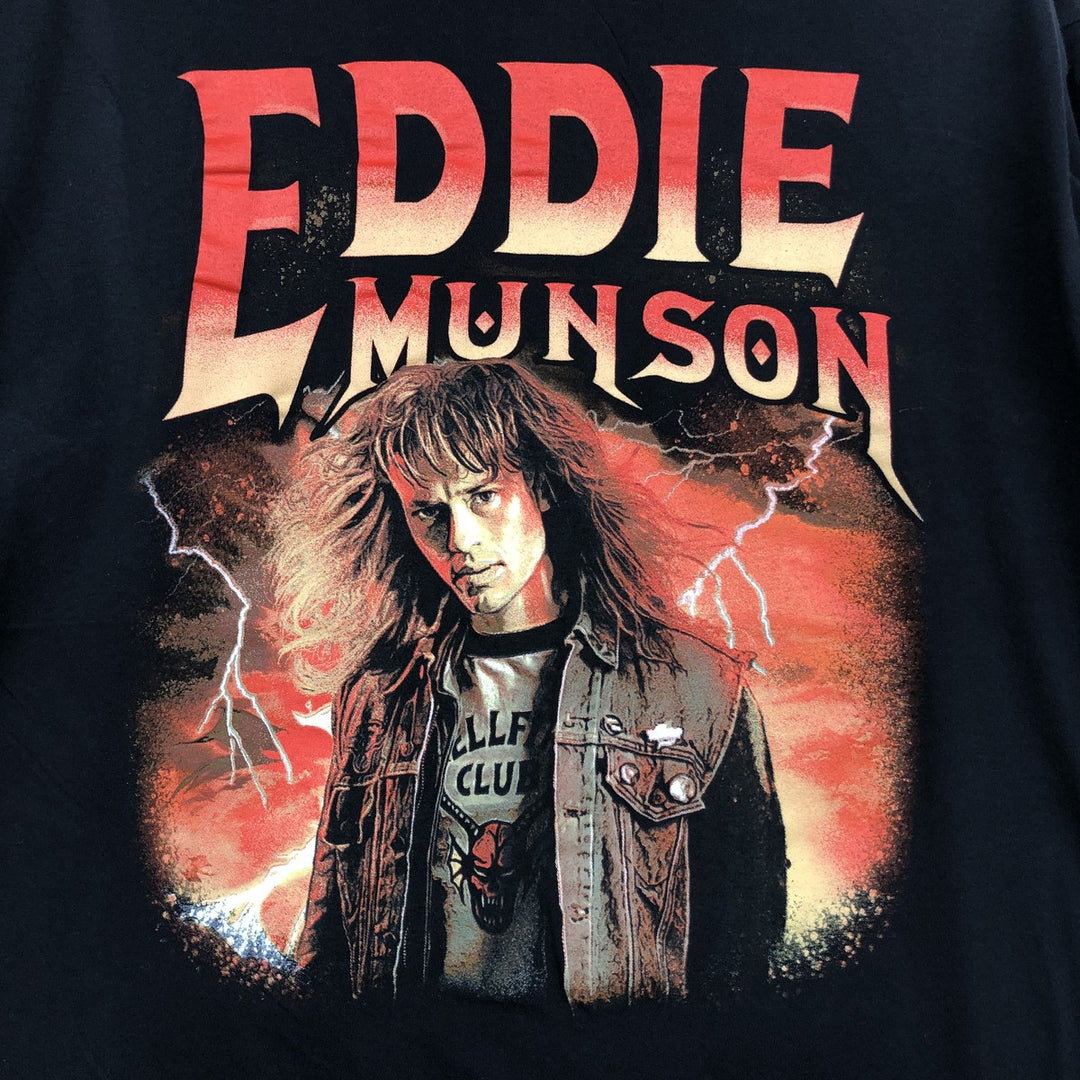 STRANGER THINGS Stranger Things Movie T-shirt Men's L size cotton black type Vintage Second Hand