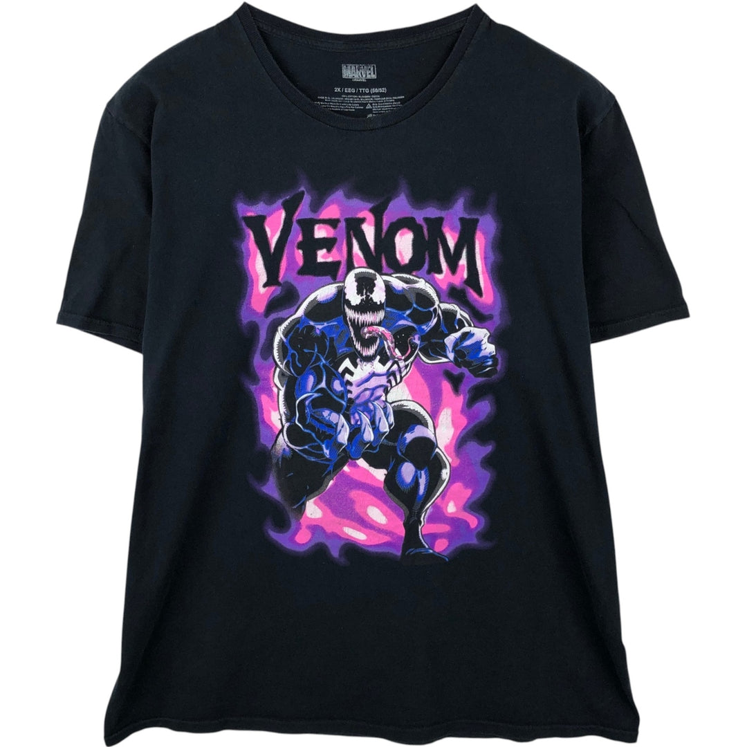 Marvel Spider-Man Venom Character Print T-Shirt, Men's Size XXL (approx.) cotton black type Vintage Second Hand