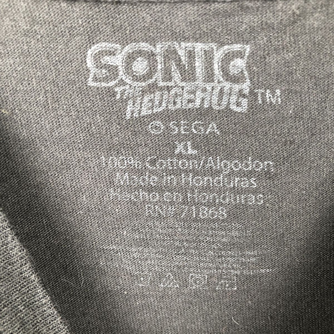 SONIC (Sonic the Hedgehog) Anime Character Print T-Shirt, Men's Size XL cotton black type Vintage Second Hand