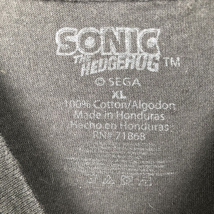 SONIC (Sonic the Hedgehog) Anime Character Print T-Shirt, Men's Size XL cotton black type Vintage Second Hand