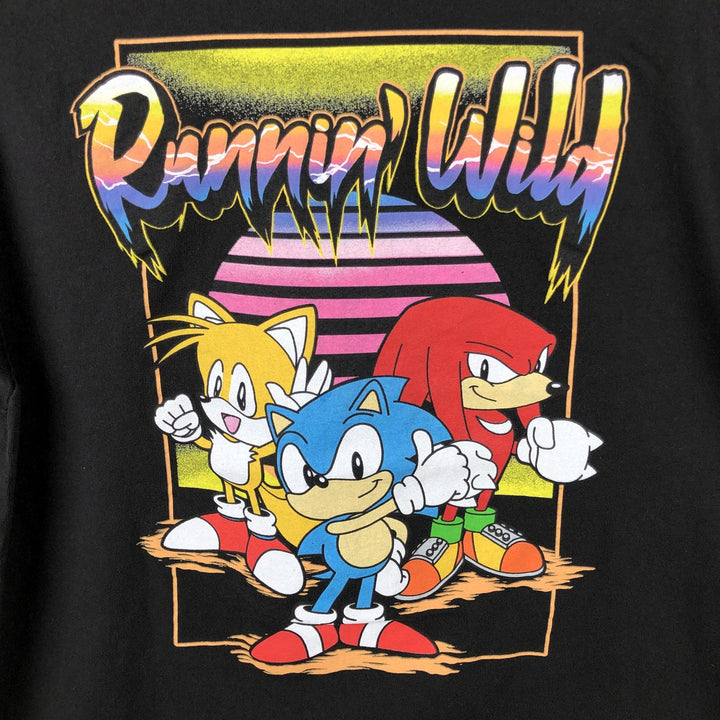 SONIC (Sonic the Hedgehog) Anime Character Print T-Shirt, Men's Size XL cotton black type Vintage Second Hand