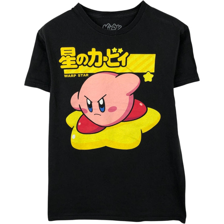 WARP STAR Kirby Anime Character Print T-Shirt (Men's Size M) cotton black type Vintage Second Hand