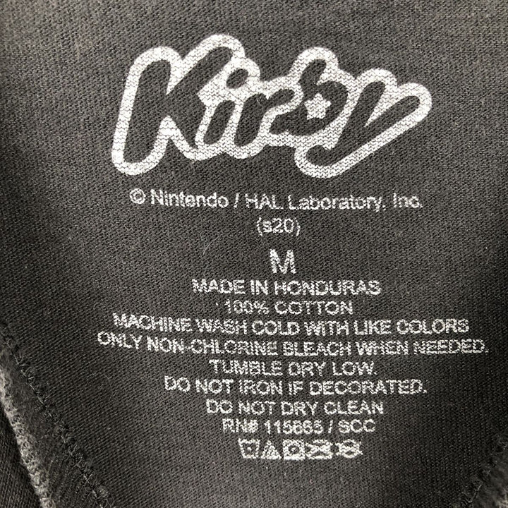 WARP STAR Kirby Anime Character Print T-Shirt (Men's Size M) cotton black type Vintage Second Hand