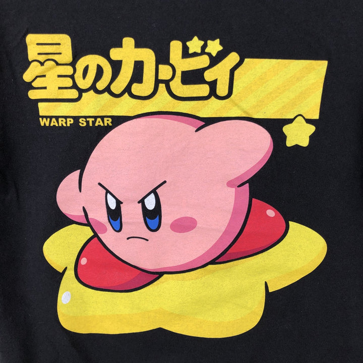 WARP STAR Kirby Anime Character Print T-Shirt (Men's Size M) cotton black type Vintage Second Hand