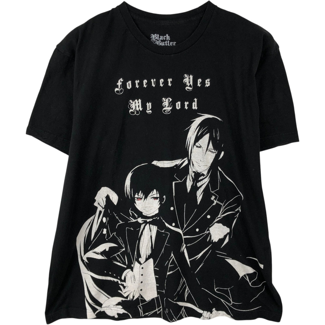 Black Butler anime character print T-shirt, men's size XL. cotton black type Vintage Second Hand