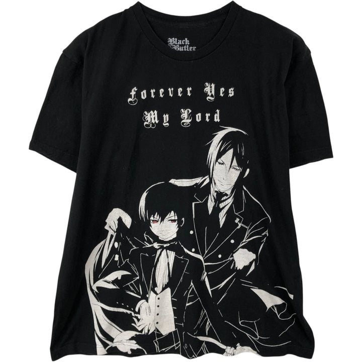 Black Butler anime character print T-shirt, men's size XL. cotton black type Vintage Second Hand
