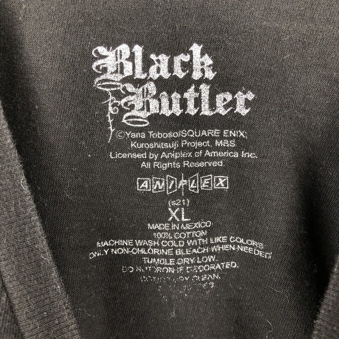 Black Butler anime character print T-shirt, men's size XL. cotton black type Vintage Second Hand