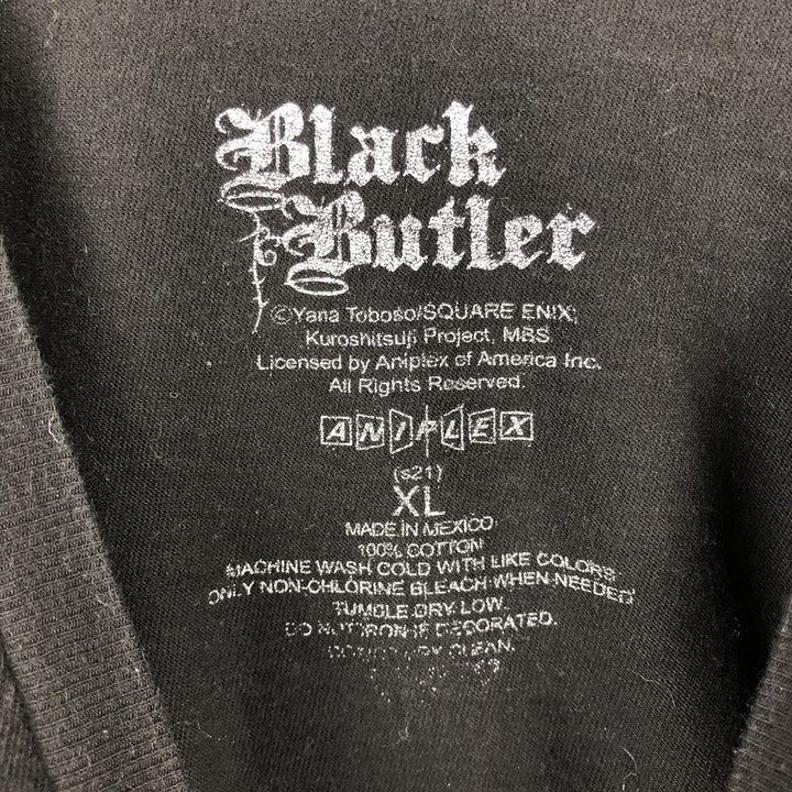 Black Butler anime character print T-shirt, men's size XL. cotton black type Vintage Second Hand