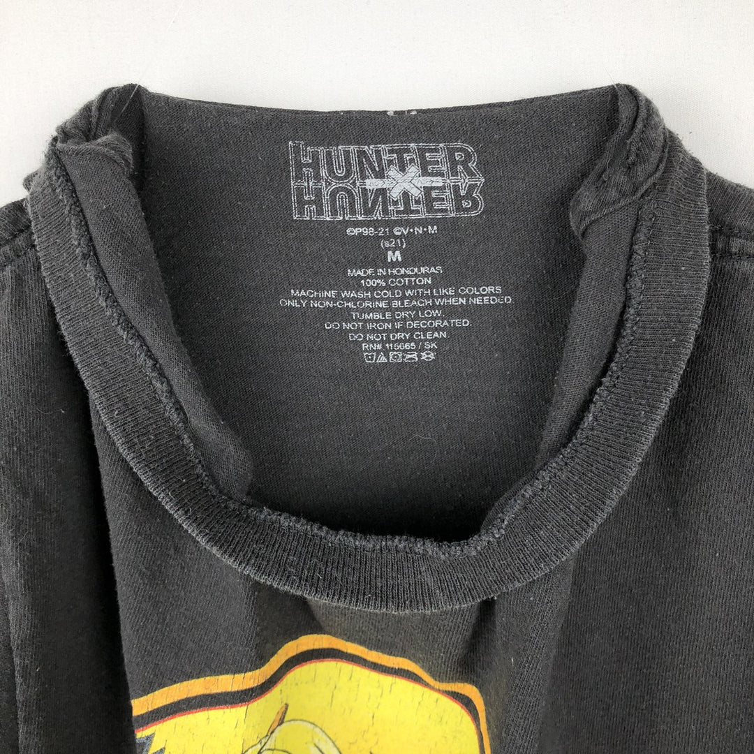 HUNTERxHUNTER Anime Character Print T-Shirt, Men's Size M cotton black type Vintage Second Hand