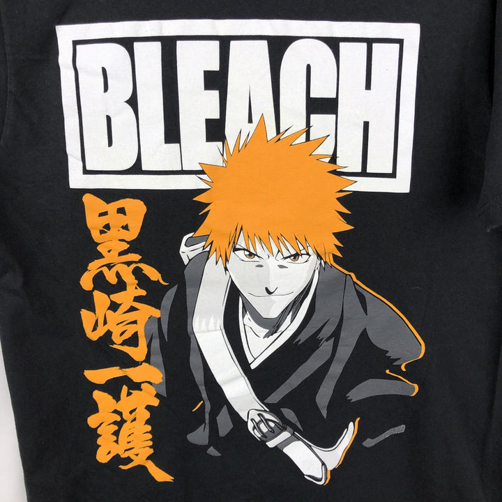 BLEACH Ichigo Kurosaki Anime Character Print T-Shirt Men's M Size cotton black type Vintage Second Hand
