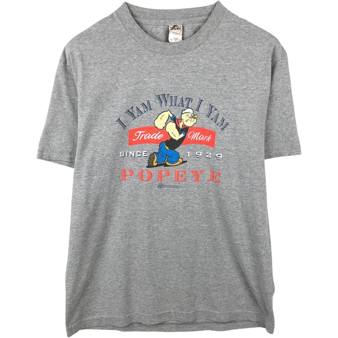 ALSTYLE POPEYE Character Print T-Shirt (Men's Size L) cotton gray type Vintage Second Hand