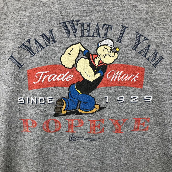 ALSTYLE POPEYE Character Print T-Shirt (Men's Size L) cotton gray type Vintage Second Hand