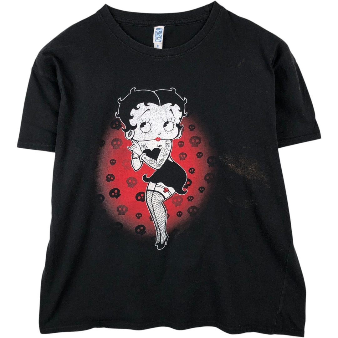 Brisco Brands BETTY BOOP Character Print T-Shirt (Men's XL equivalent) cotton black type Vintage Second Hand