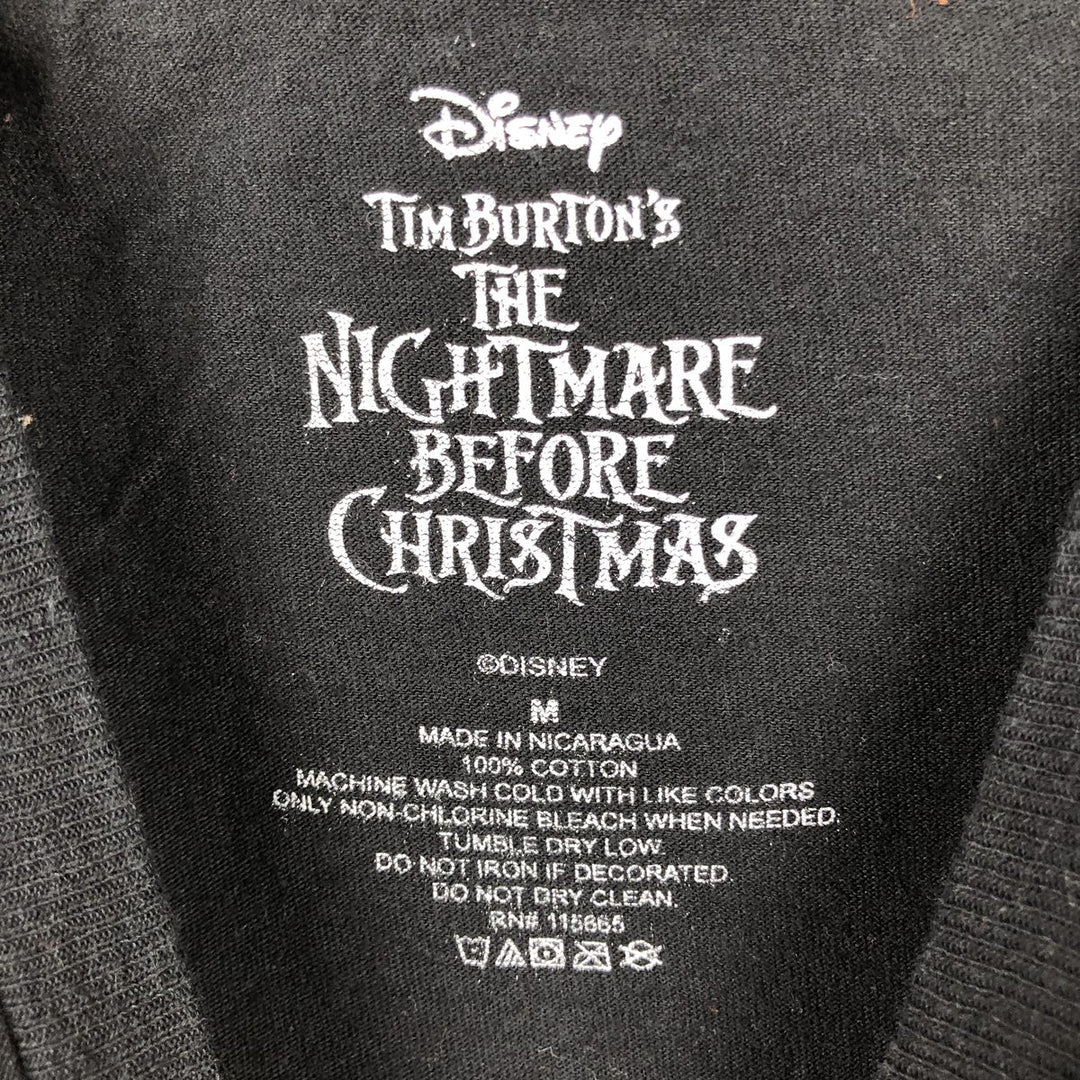 THE NIGHTMARE BEFORE CHRISTMAS Character Print T-Shirt (Men's Size M) cotton black type Vintage Second Hand