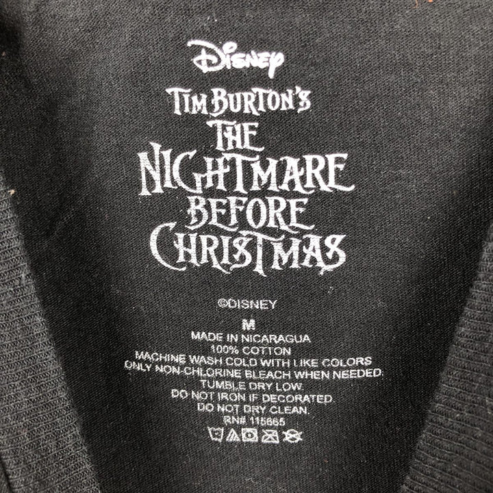 THE NIGHTMARE BEFORE CHRISTMAS Character Print T-Shirt (Men's Size M) cotton black type Vintage Second Hand