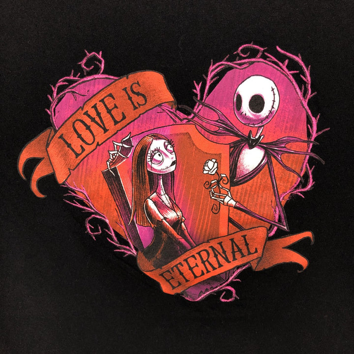 THE NIGHTMARE BEFORE CHRISTMAS Character Print T-Shirt (Men's Size M) cotton black type Vintage Second Hand