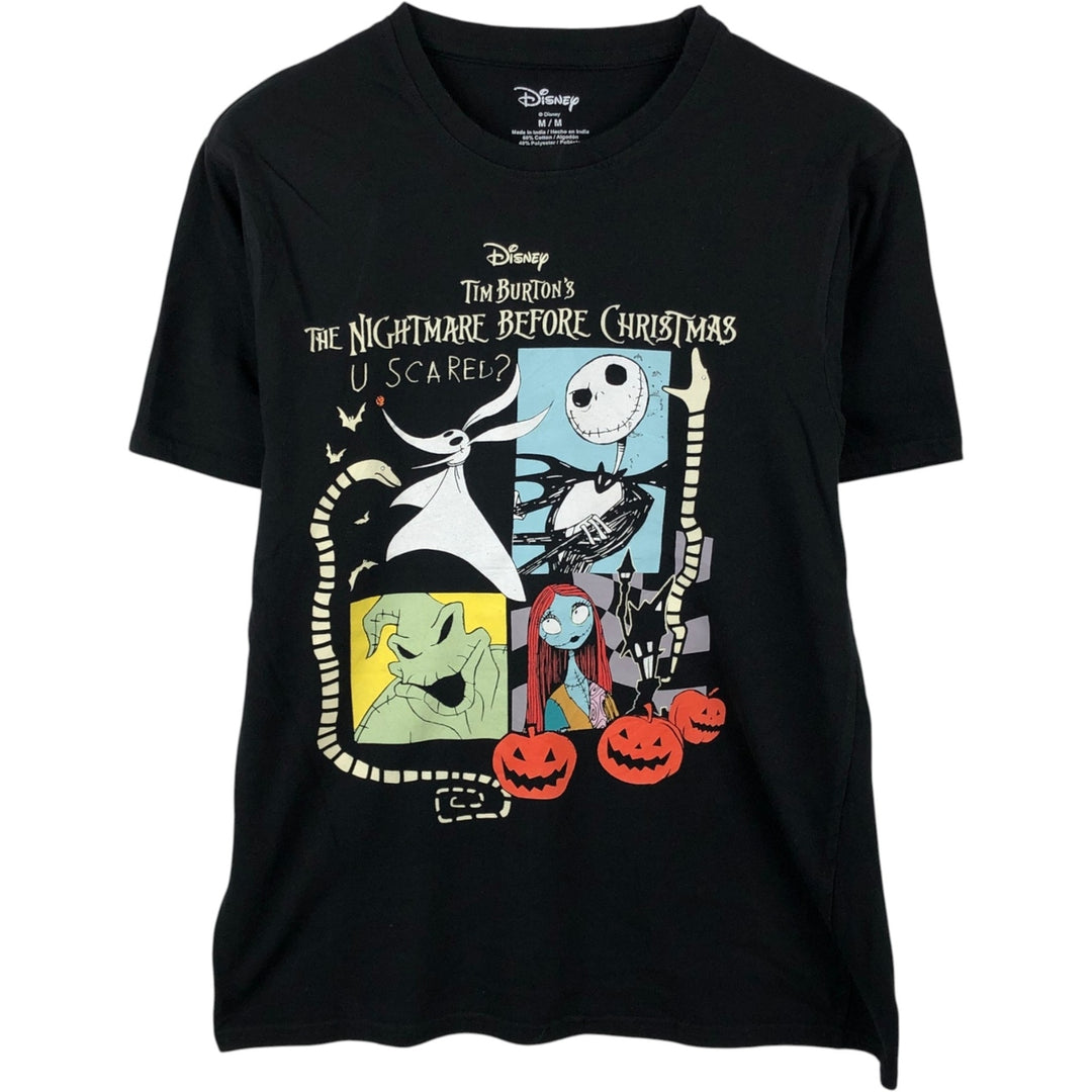 THE NIGHTMARE BEFORE CHRISTMAS Character Print T-Shirt (Men's Size M) cotton black type Vintage Second Hand