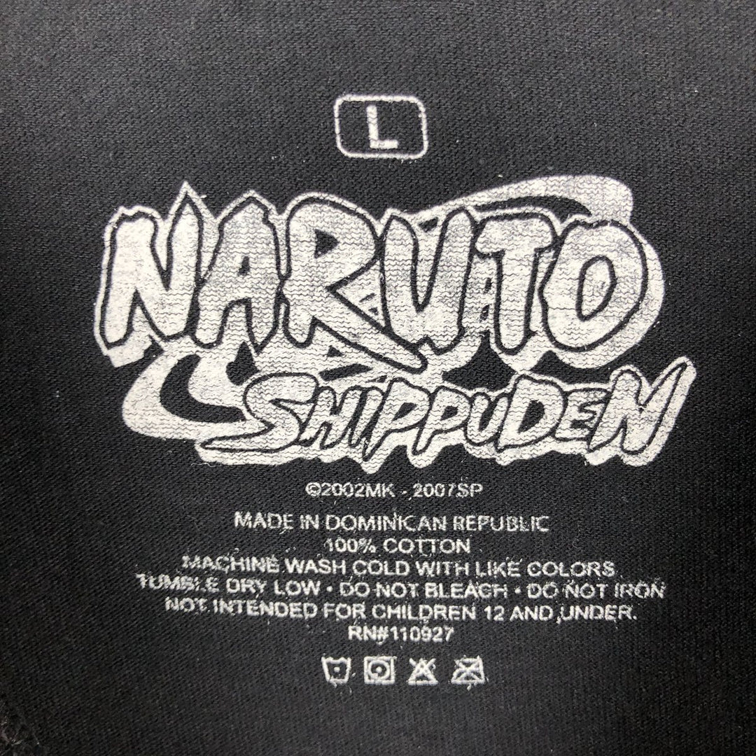 NARUTO SHIPPUDEN Uchiha Sasuke Anime Character Print T-Shirt (Men's Size L) cotton black type Vintage Second Hand