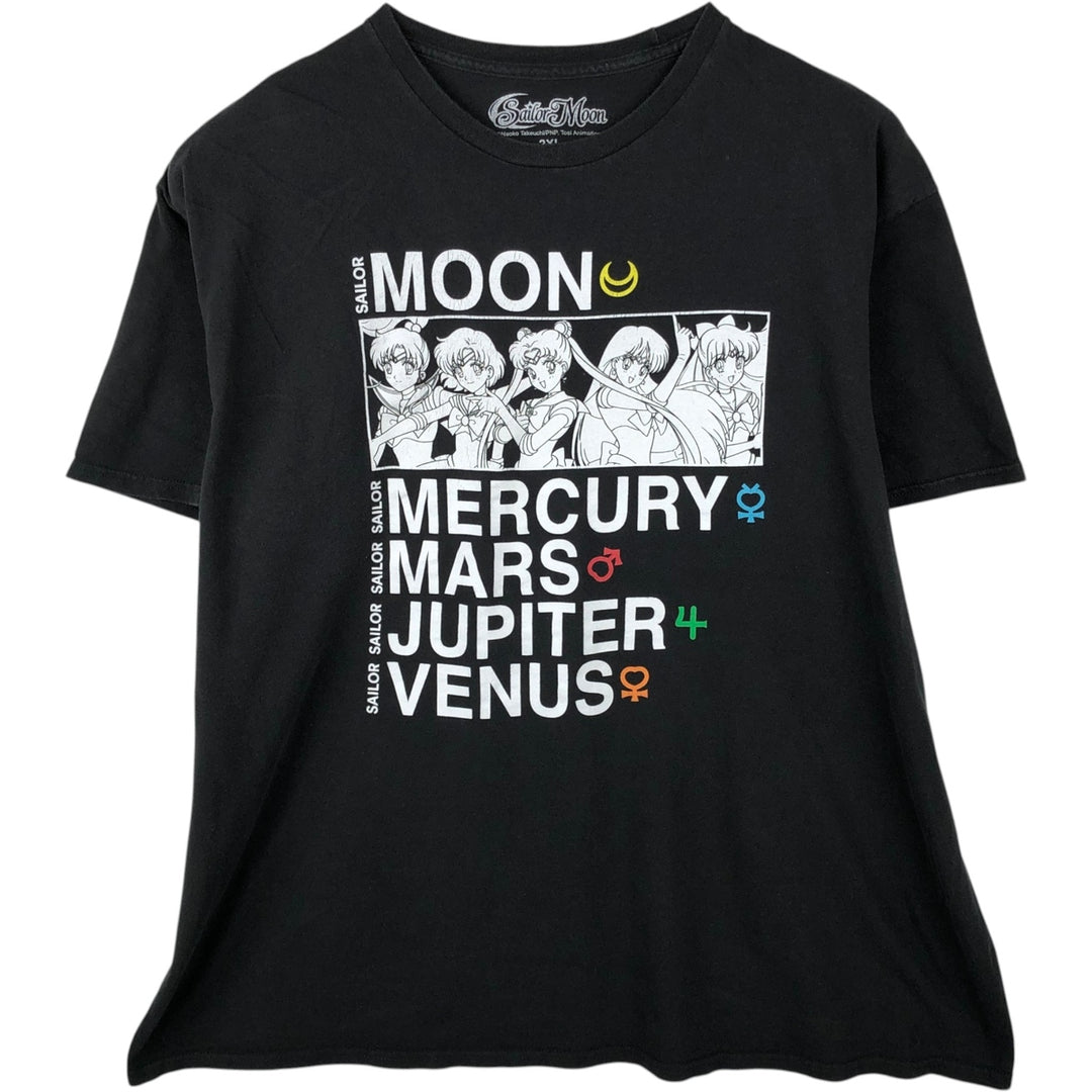 SAILOR MOON Pretty Guardian Sailor Moon Anime Character Print T-shirt Men's XXL cotton black type Vintage Second Hand
