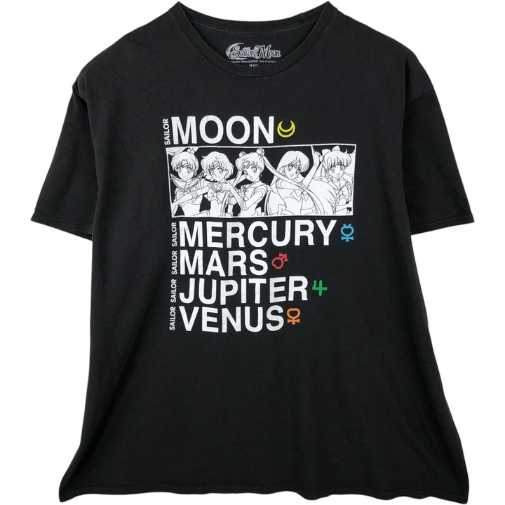 SAILOR MOON Pretty Guardian Sailor Moon Anime Character Print T-shirt Men's XXL cotton black type Vintage Second Hand