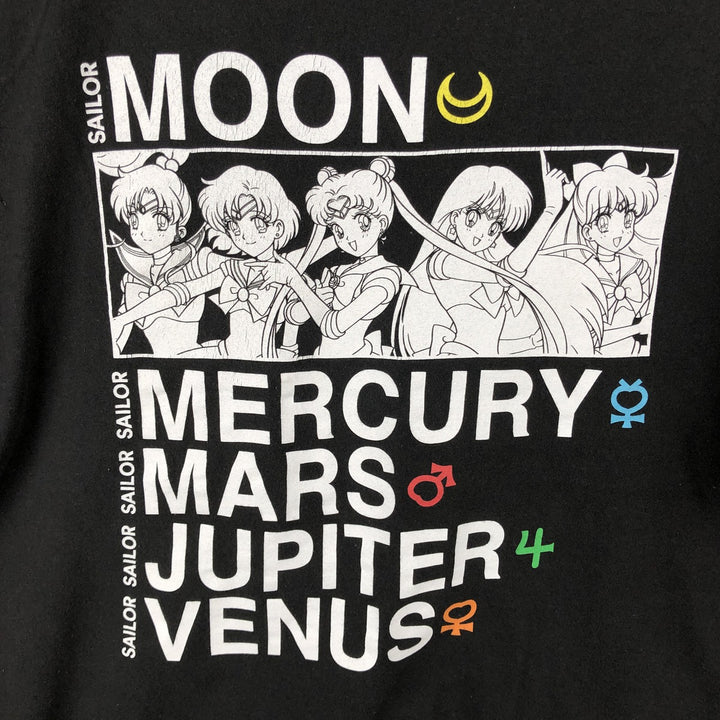 SAILOR MOON Pretty Guardian Sailor Moon Anime Character Print T-shirt Men's XXL cotton black type Vintage Second Hand