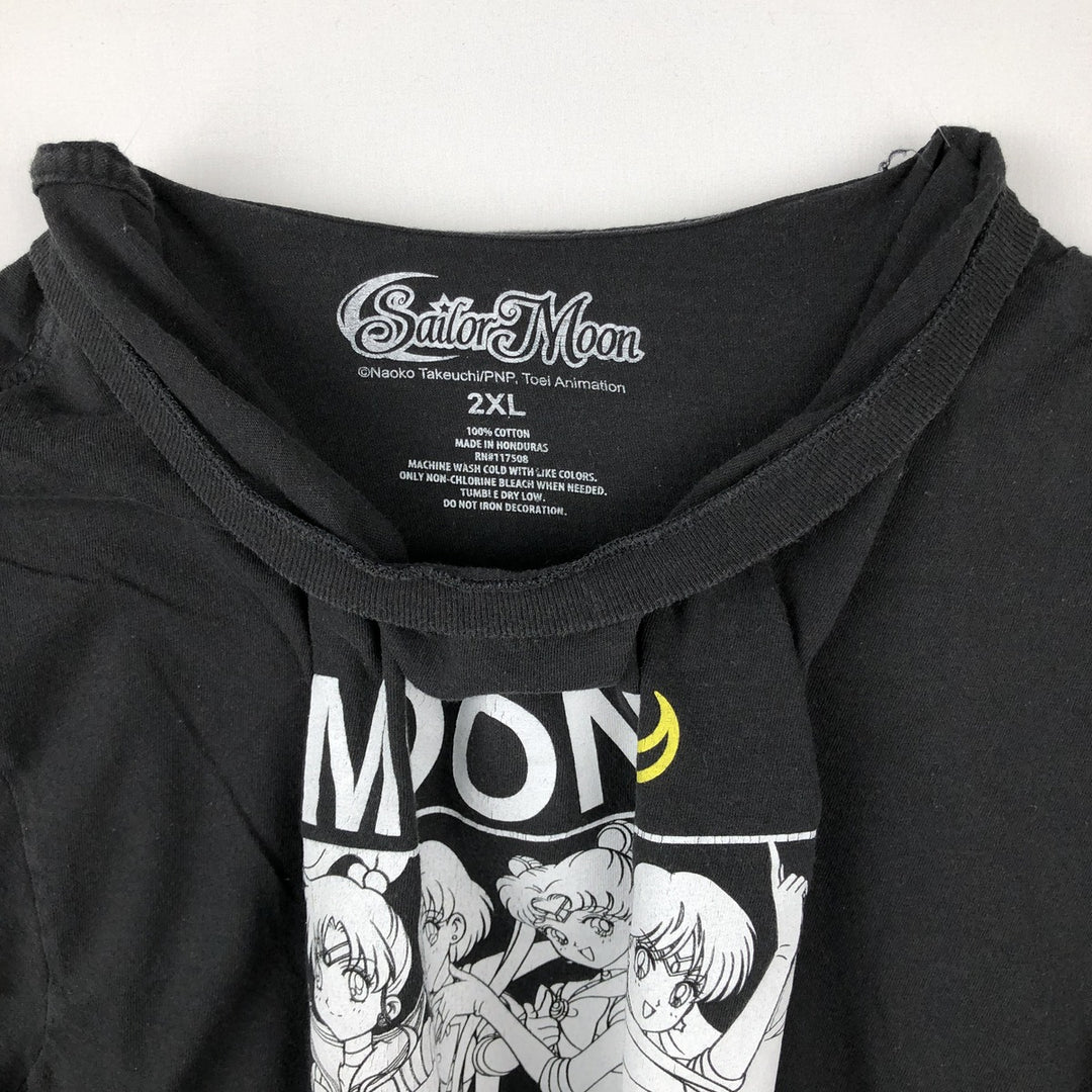 SAILOR MOON Pretty Guardian Sailor Moon Anime Character Print T-shirt Men's XXL cotton black type Vintage Second Hand