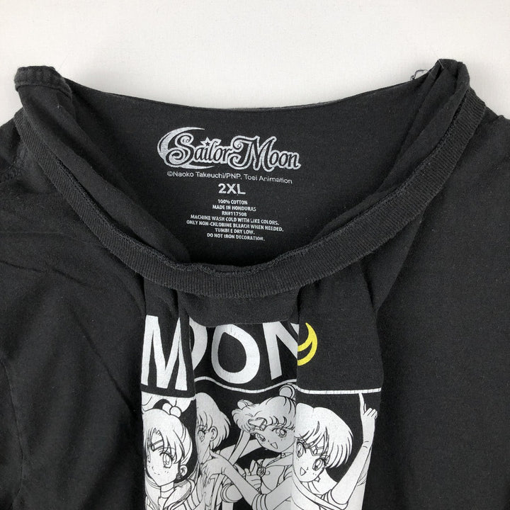 SAILOR MOON Pretty Guardian Sailor Moon Anime Character Print T-shirt Men's XXL cotton black type Vintage Second Hand